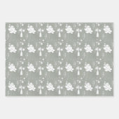 Pastelgrijze vaas met bloemen en bloesems inpakpapier vel (Voorkant 2)