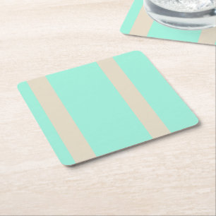 Pastelgroen en bruin patroon vierkante kartonnen onderzetter