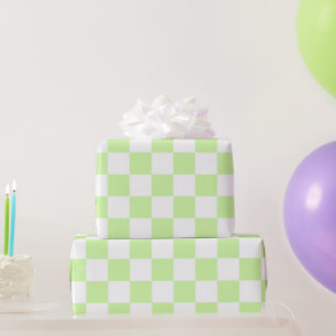 Pastelgroen geruit Schattige retro geplakt patroon Cadeaupapier