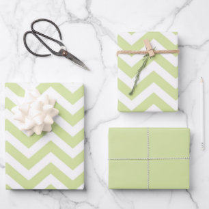 Pastelgroen & Witte Chevron Huwelijk Verjaardag Inpakpapier Vel