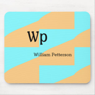 Pastelgroenblauwe naam monogram letter titel muismat