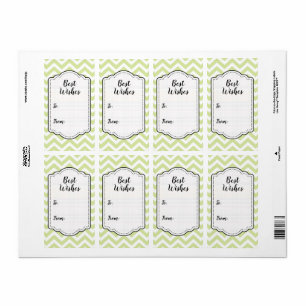 Pastelgroene en witte Chevron-huwelijksstickerlabe Etiket