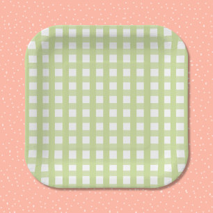 Pastelgroene Gingham geruite patroon papieren bord
