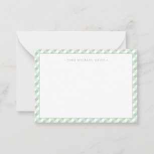 Pastelgroene Gingham Kinderen Notitiekaartje