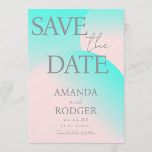 Pastelgroene roze geometrische Save the Date Kaart