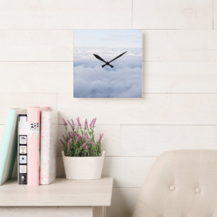 Pastelhemel en donzige wolken droom 1 vierkante klok