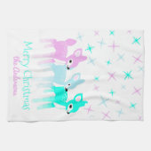 pastelherten Schattige kerst gepersonaliseerd Theedoek (Horizontaal)