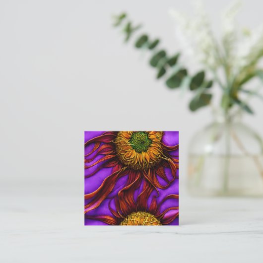 Pastelinkt Intriciteitsstroom Intricum zonnebloem Vierkante Visitekaartje (Staand voorkant)