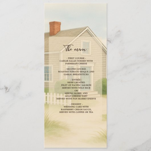 Pastelivoor Blue Cape Coastal bruiloft diner Programma (Voorkant)