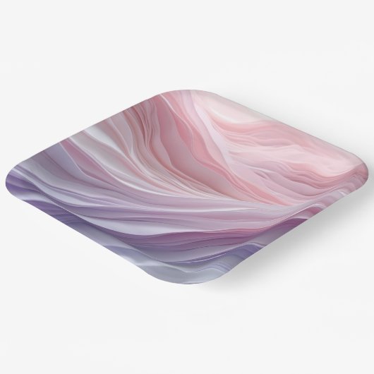 pastelkalmerend golfpatroon papieren bordje (Gebogen)