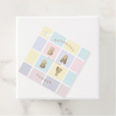 pastelkleurblok gouden baby shower bedankjes labels (In situ)
