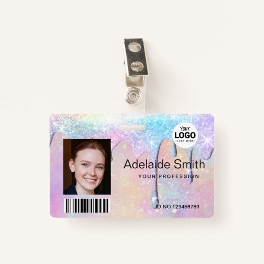 pastelkleurdruppels badge (Voorkant met clip)