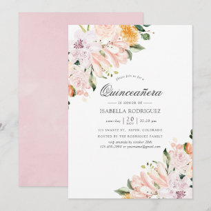 Pastelkleuren Bloemige Quinceañera Kaart