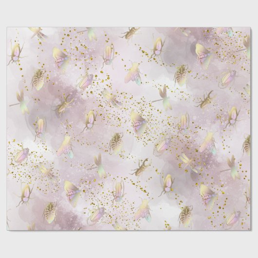 pastelkleuren bugs op faux glitter cadeaupapier (Vlak)