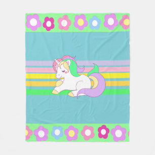 Pastelkleuren Eenhoorn en Regenboog Fleece Dekbed Deken
