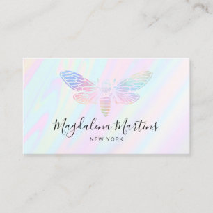 pastelkleuren FAUX holografisch effect bug logo Visitekaartje