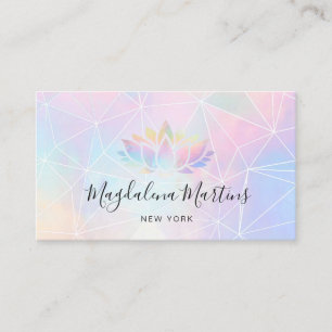 pastelkleuren FAUX holografische lotus Visitekaartje