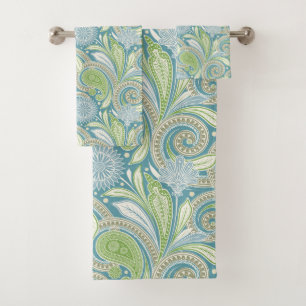Pastelkleuren florale paisleypatroon bad handdoek