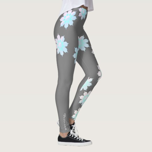 Pastelkleuren Gelukkige Turquoise Bloemblaadjes Le Leggings (Rechts)