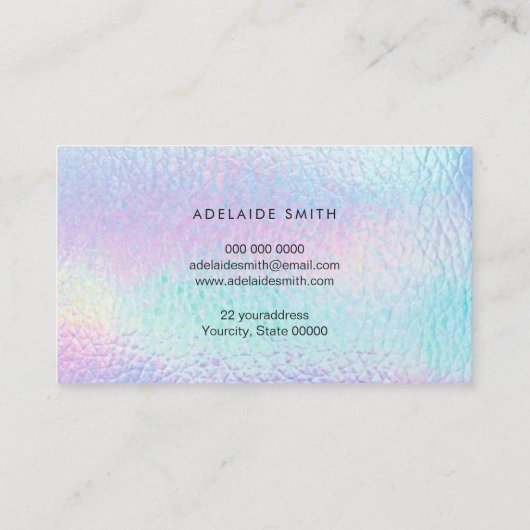 Pastelkleuren leer visitekaartje (Achterkant)
