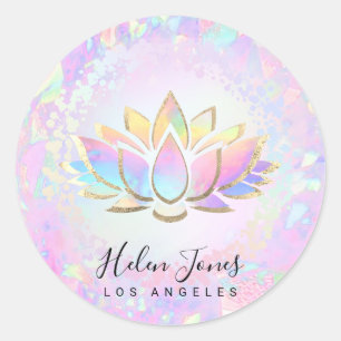 pastelkleuren lotus vierkant businesskaart ronde sticker