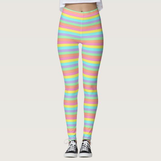 Pastelkleuren Striped Leggings (Voorkant)