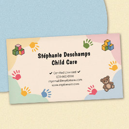 Pastelkleuren & Teddybeer - Kinderopvang Visitekaartje