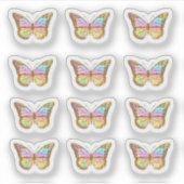 pastelkleuren vlinder sticker (Voorkant)