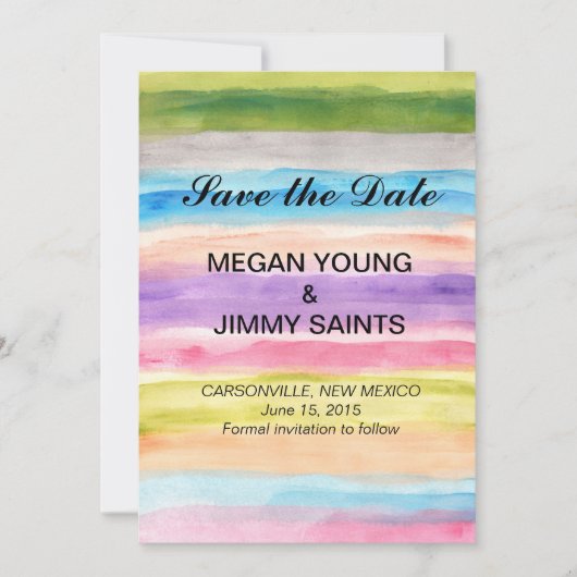 pastelkleuren waterverf opslaan datum save the date (Voorkant)