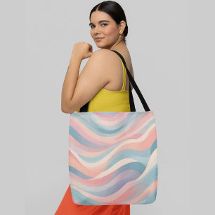 Pastelkleurig abstract golvend patroon draagtas