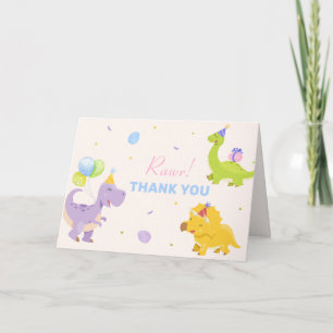 Pastelkleurig Dinosaurus Ballon Feest Baby Borrel Bedankkaart