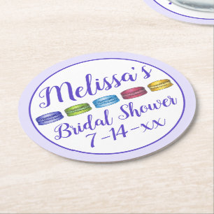 Pastelkleurig Frans Macaron Koekjes Gebak Bruidsdi Ronde Kartonnen Onderzetter