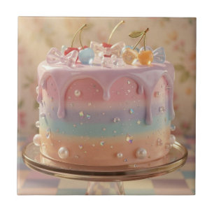 Pastelkleurig Glas Eet Esthetiek Regenboogtaart Tegeltje
