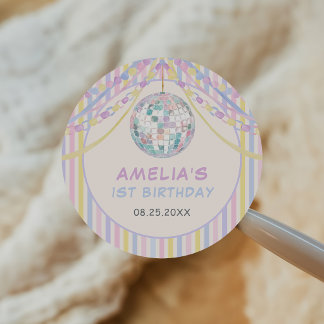 Pastelkleurig Meisje Verjaardagsfeestje Ronde Sticker