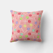Pastelkleurig Snoep Lolly Patroon Roze Kussen (Achterkant)