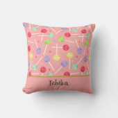 Pastelkleurig Snoep Lolly Patroon Roze Kussen (Voorkant)