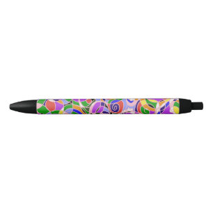 Pastelkleurige abstracte patronen zwarte inkt pen