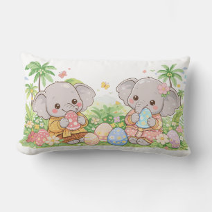 Pastelkleurige babyhuisdieren met bloemeneieren kussen