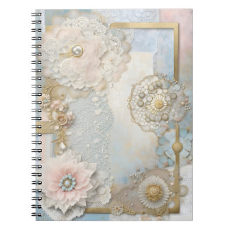 pastelkleurige bloemen en barokke girly decoratie notitieboek