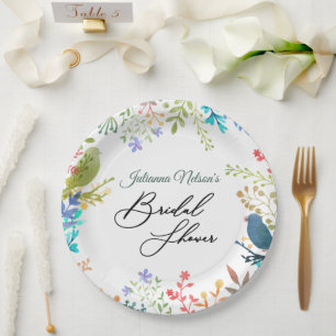 Pastelkleurige bloemen papieren borden bordje