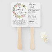 Pastelkleurige bloemenkrans trouwprogramma ventila handwaaier (Voorkant en achterkant)