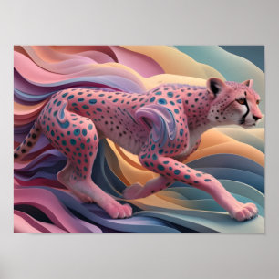 Pastelkleurige cheetah Abstract behang Poster