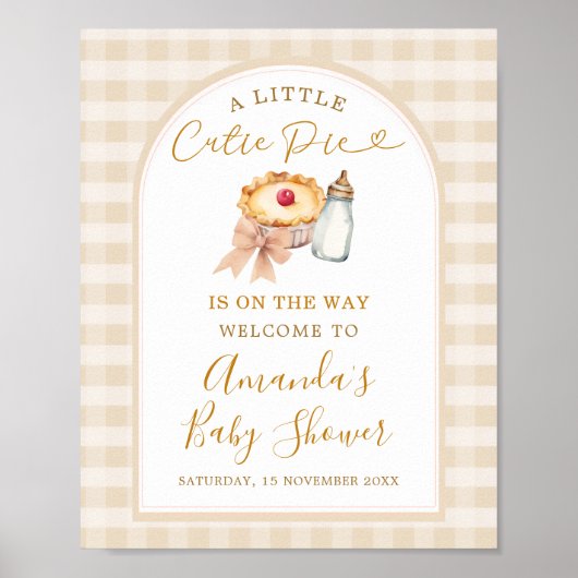 Pastelkleurige Cutie Pie Geruite Herfst Baby Showe Poster (Voorkant)