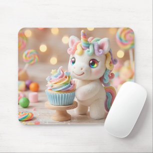 Pastelkleurige Eenhoorn met Regenboog Cupcake Muismat
