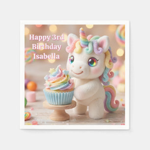 Pastelkleurige Eenhoorn met Regenboog Cupcake Servet