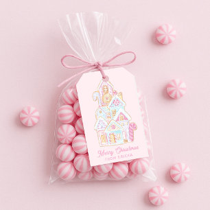 Pastelkleurige Gemberkoekhuisje Koekje Cadeaulabel