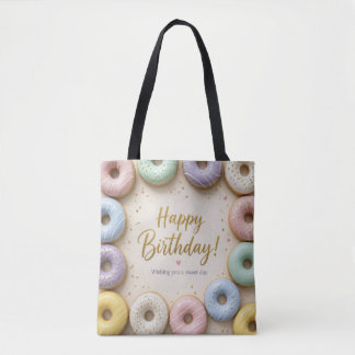 Pastelkleurige glazuurdonuts Gouden spikkels Zoet Draagtas