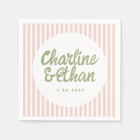 Pastelkleurige handgeschreven retro trouw servette