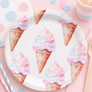 Pastelkleurige Ijsje Bordjes Zoete Verjaardag