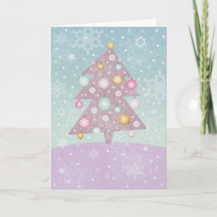 Pastelkleurige Kerstboom Kaart
